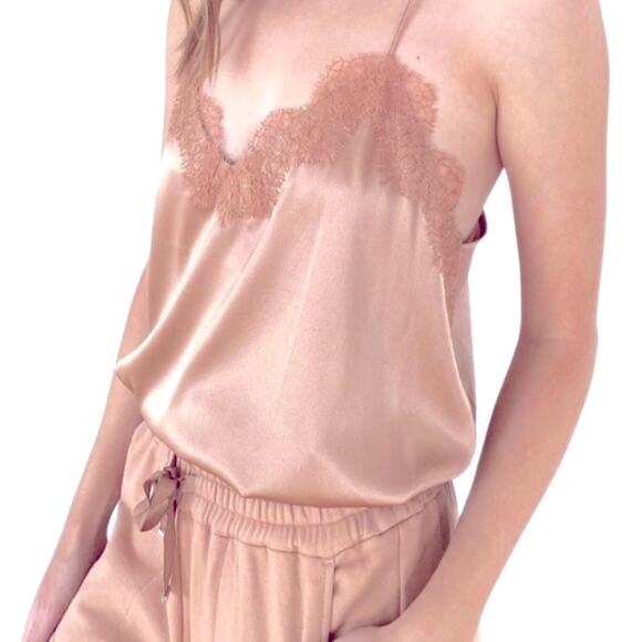 CAMI NYC REVOLVE $175 Silk Lace Charmeuse Racer Camisole XS Mauve Pink EUC - Picture 11 of 11